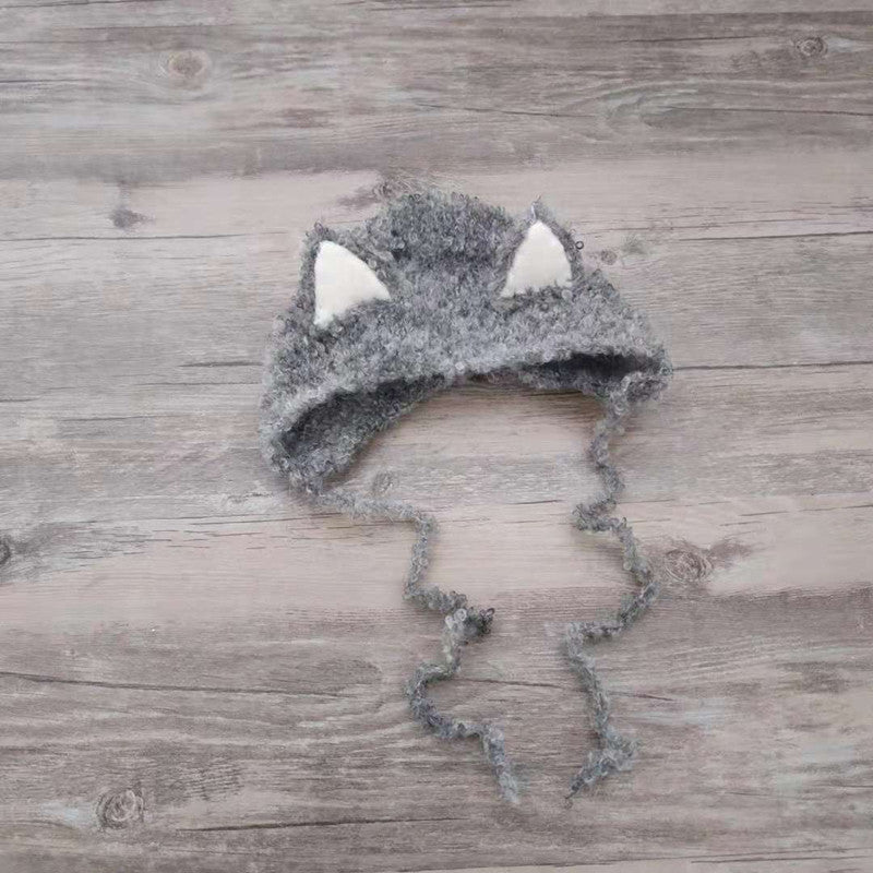 Avezano Newborn Wool Loop Thread Kitten Hat