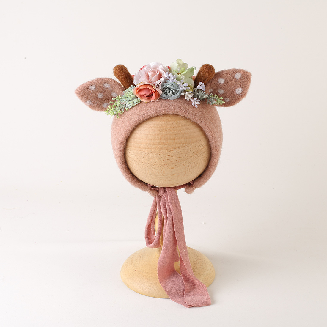 Avezano Newborn Photography Deer Hat Floral Antler Bonnet Prop