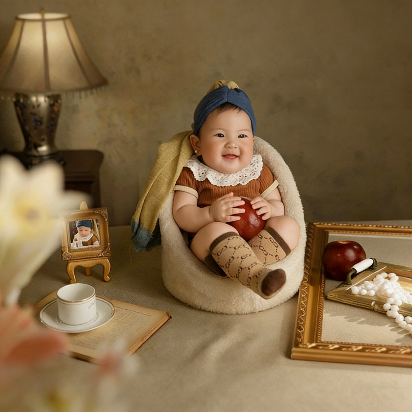 Avezano Pearl Girl Theme Photography Props for Newborn and Baby Photoshoot