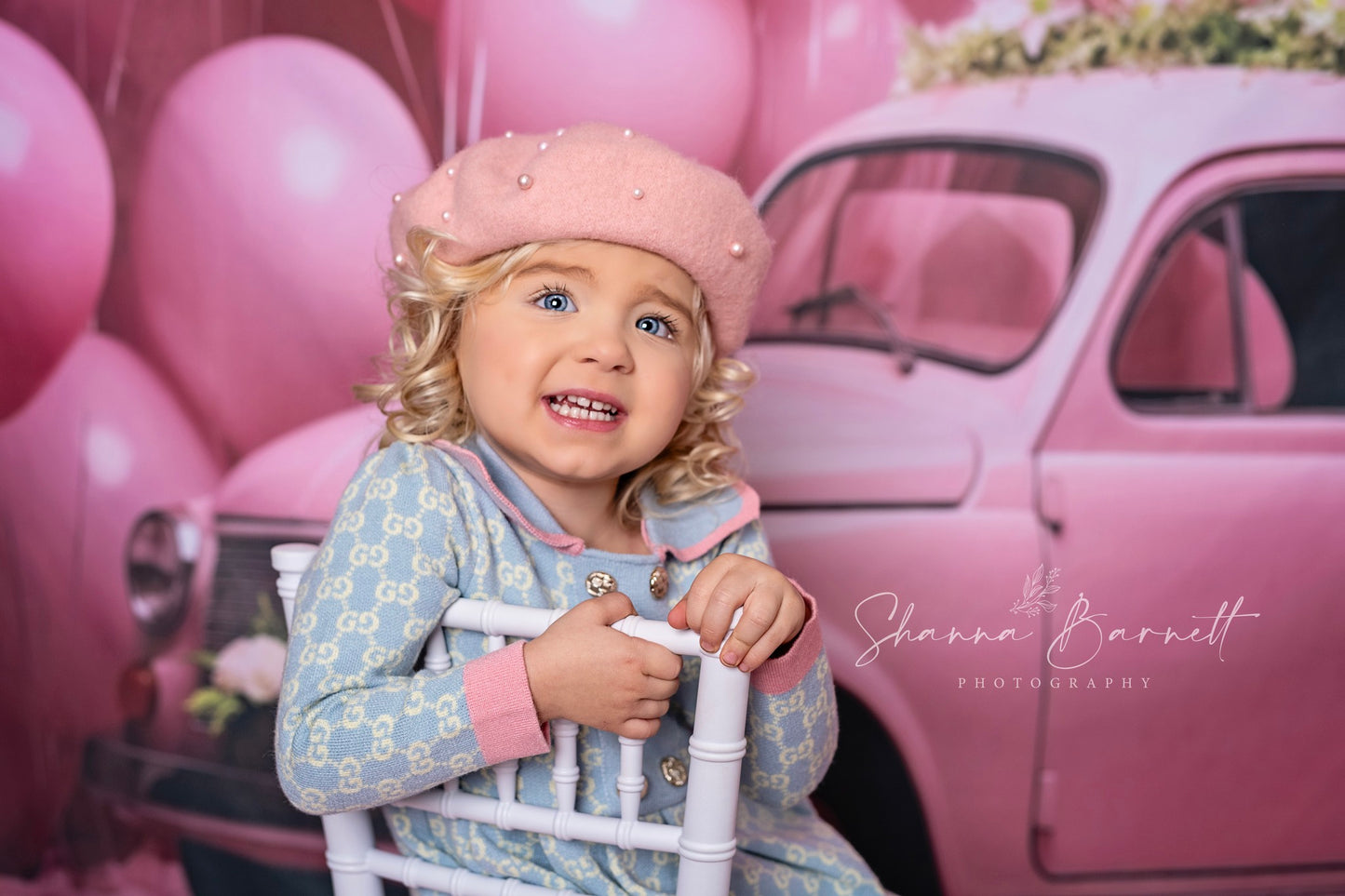 Avezano - Toile de fond pour photographie d'anniversaire avec gâteau de ballon rose pour la Saint-Valentin, conçue par Polly Ro Design