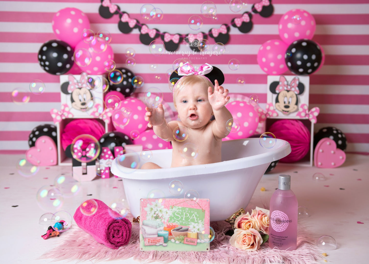 Avezano Pink Cake Smash Balloon Backdrop for Photography By Paula Easton