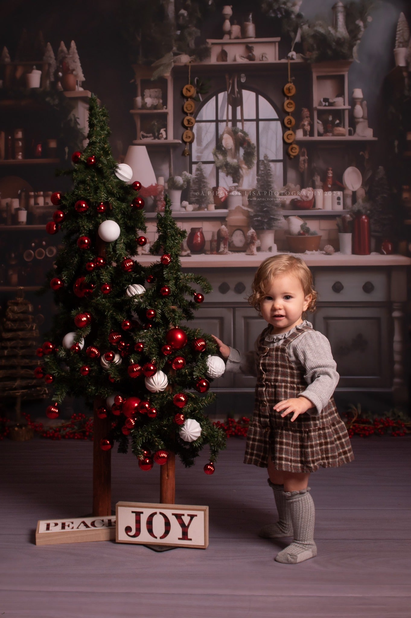 Toile de fond pour photographie de décoration de cuisine de Noël d'Avezano