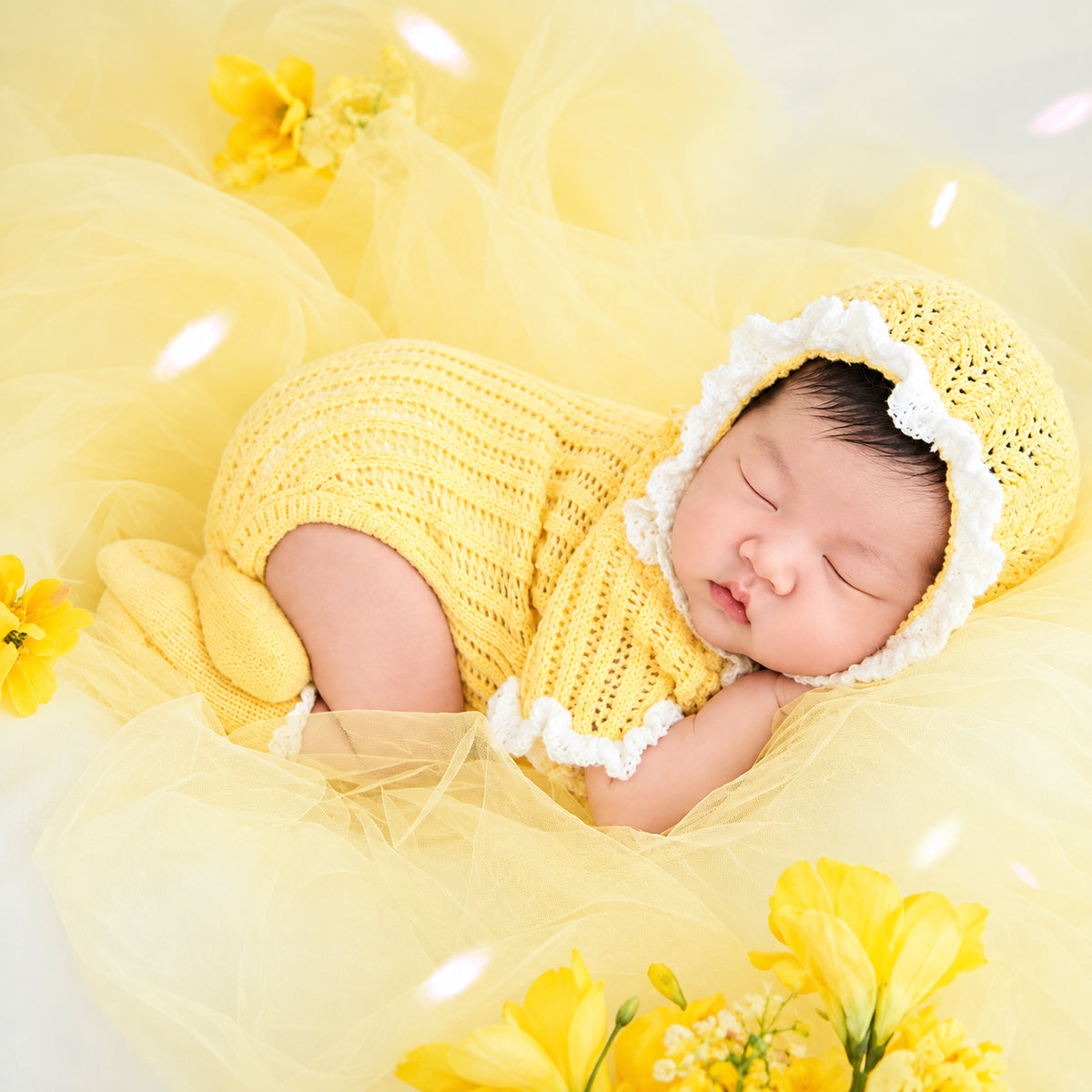Avezano Newborn Spring Yellow Floral Themed Photography Prop Set