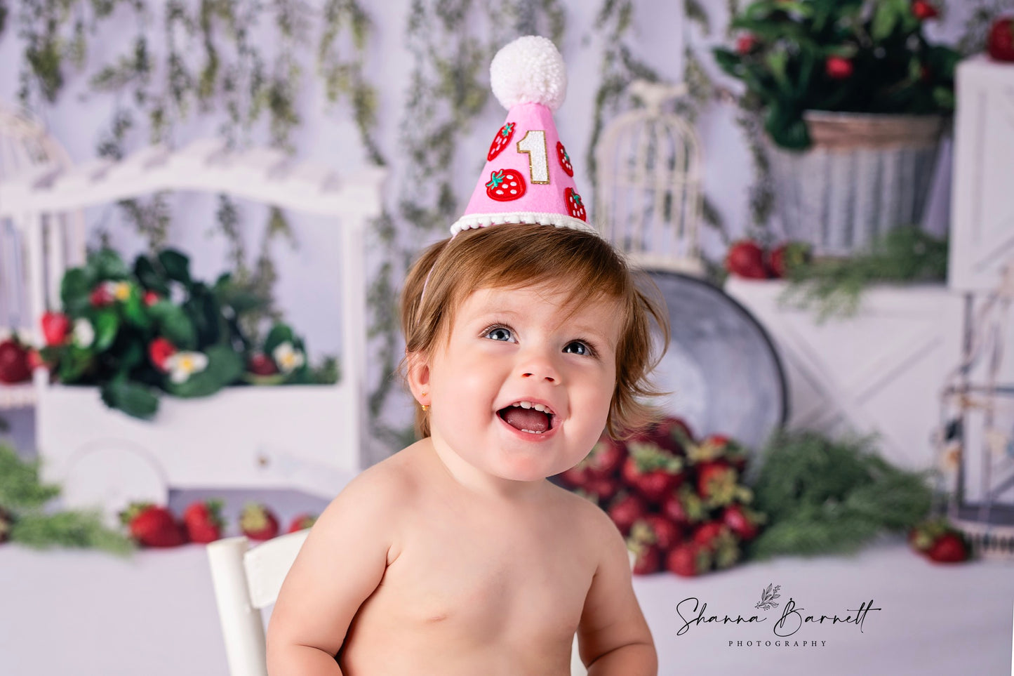 Toile de fond pour photographie sur le thème des fraises d'Avezano conçue par Angela Forker