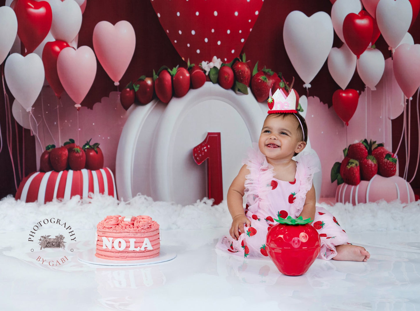 Avezano Premier Anniversaire Fraise Amour Ballon Fête Photographie Fond