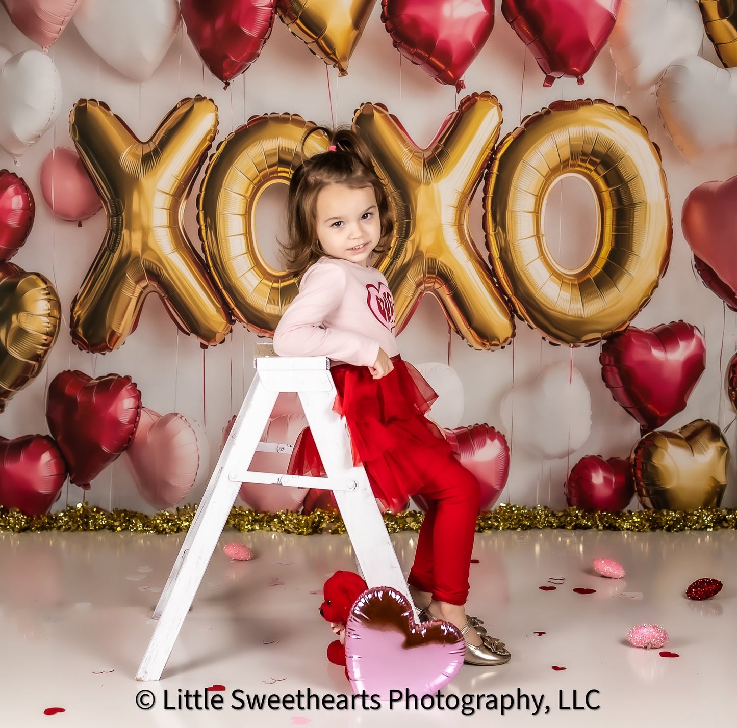 Avezano Valentine Balloon XOXO Photography Backdrop Designed By Polly Ro Design