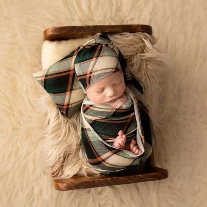 Avezano Newborn Plaid Wrap Set For Photoshoot