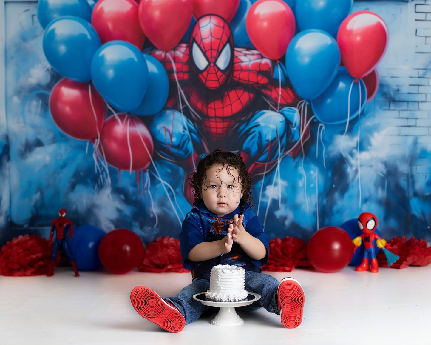 Avezano Spider-Man Red and Blue Balloon Graffiti Backdrop Designed By Enchanted Design Studio
