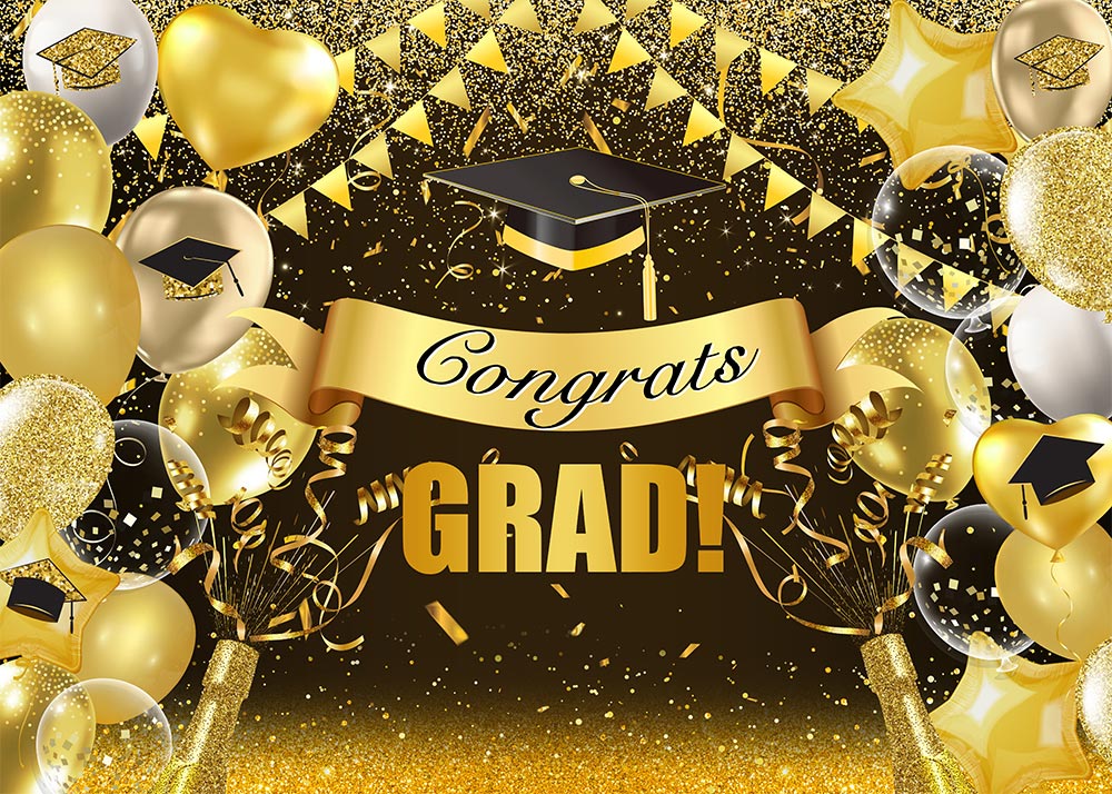 Special Offers Avezano Golden Balloon Graduation Backdrop For Portrait Photography