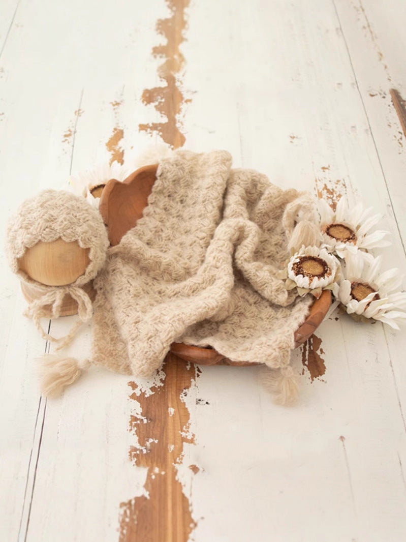 Avezano Newborn Mohair Hat and Blanket Set Photography Prop