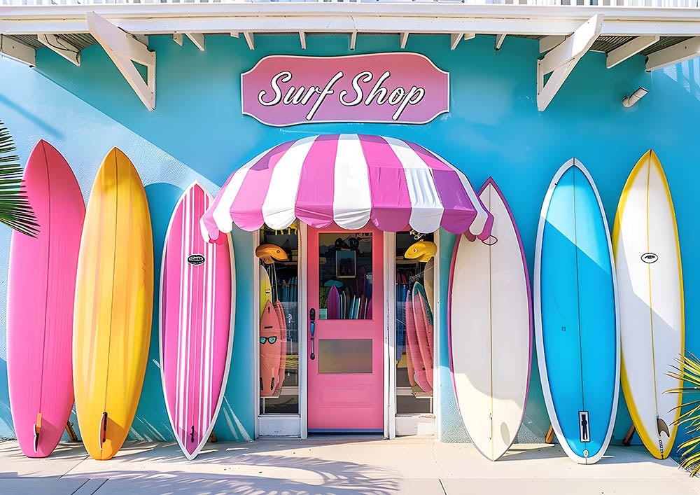 Toile de fond pour photographie de magasin de planches de surf Avezano Summer Sunlight