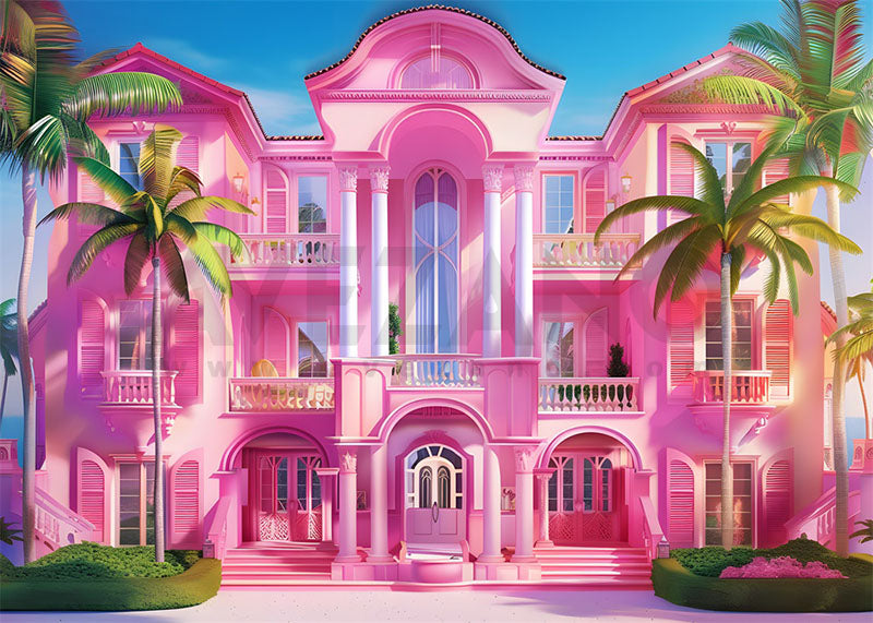 Toile de fond pour photographie du château de princesse rose d'été d'Avezano