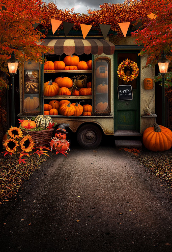 Avezano Autumn Pumpkin Halloween Photography Backdrop-AVEZANO