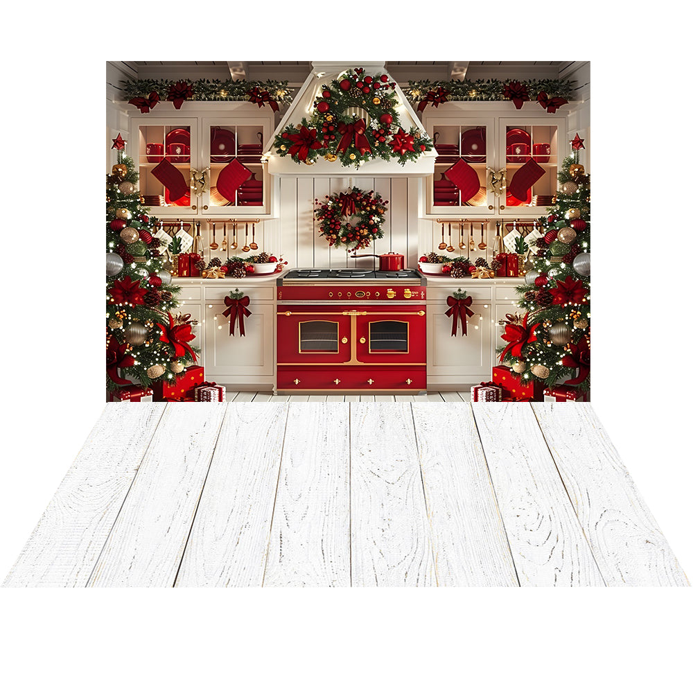Avezano Christmas Fireplace Interior 2 pcs Set Backdrop holiday gift