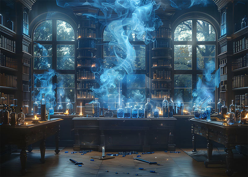 Toile de fond pour la photographie du laboratoire et de la fumée d'Avezano pour la rentrée scolaire