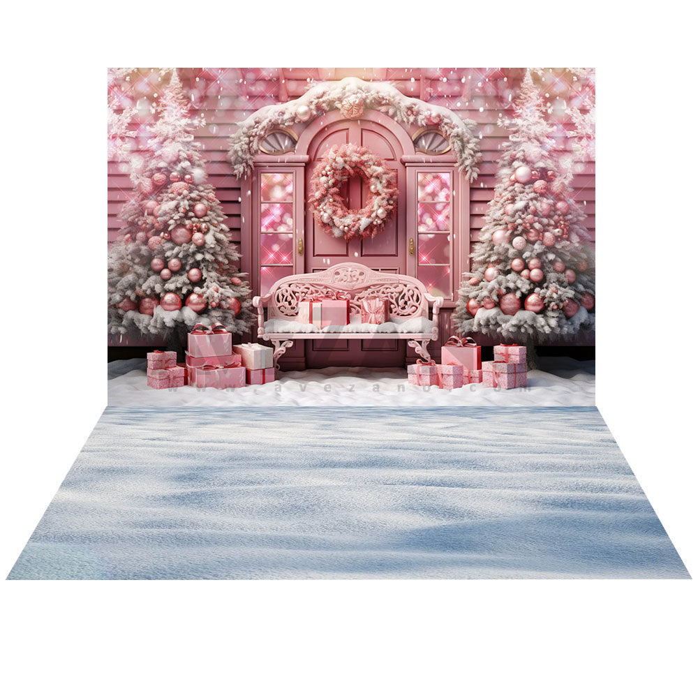 Avezano Christmas Fireplace Interior 2 pcs Set Backdrop holiday gift