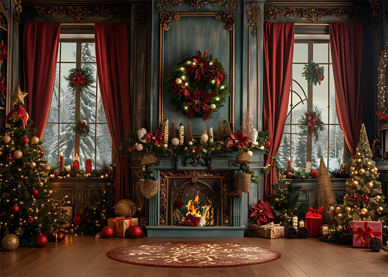 Avezano Elegant Christmas Decoration White Wall Photography Backdrop