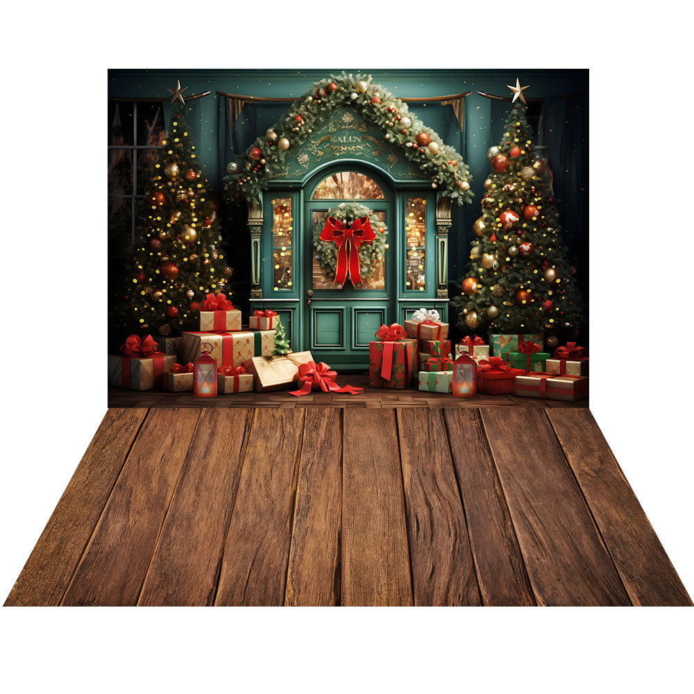Avezano Christmas Fireplace Interior 2 pcs Set Backdrop holiday gift