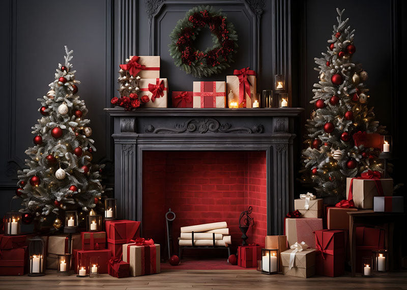 Avezano Vintage Wreaths and Christmas Gifts Photography Backdrop