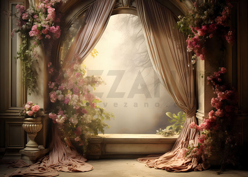 Avezano Spring Flowers Windowsill Architecture Art Photography Backdrop