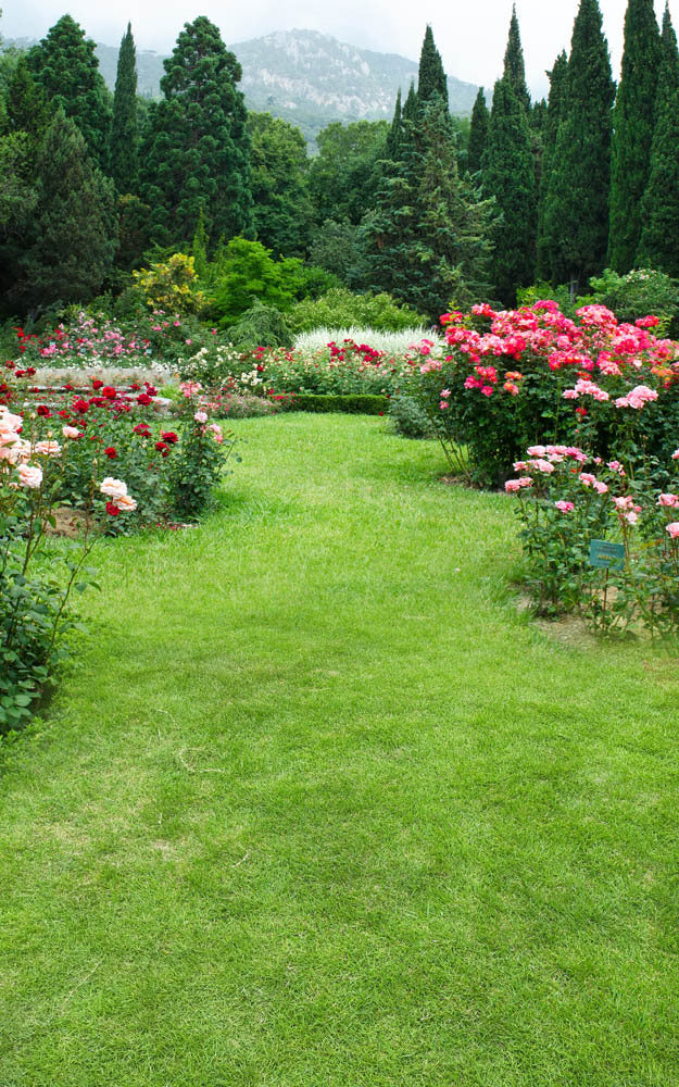 Avezano Spring Garden Flowers and Lawn Sweep Photography Backdrop