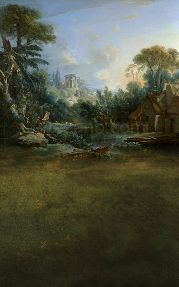 Toile de fond pour photographie de peinture à l'huile d'arbres sauvages d'Avezano