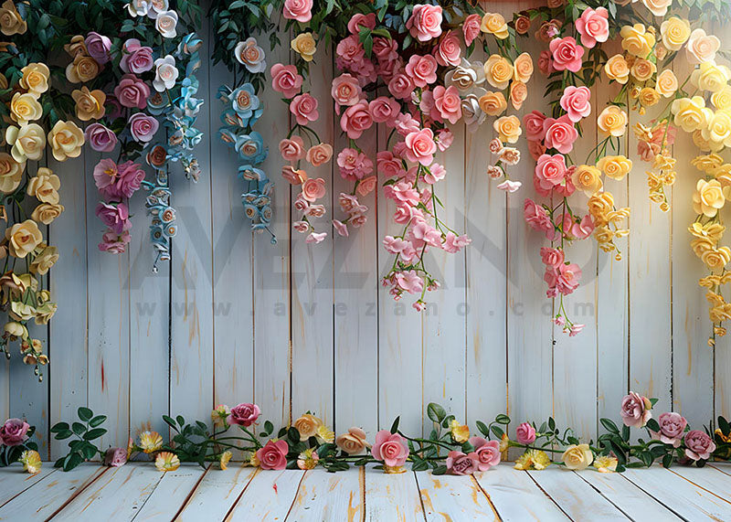 Avezano Spring Flowers and Wall Photography Backdrop