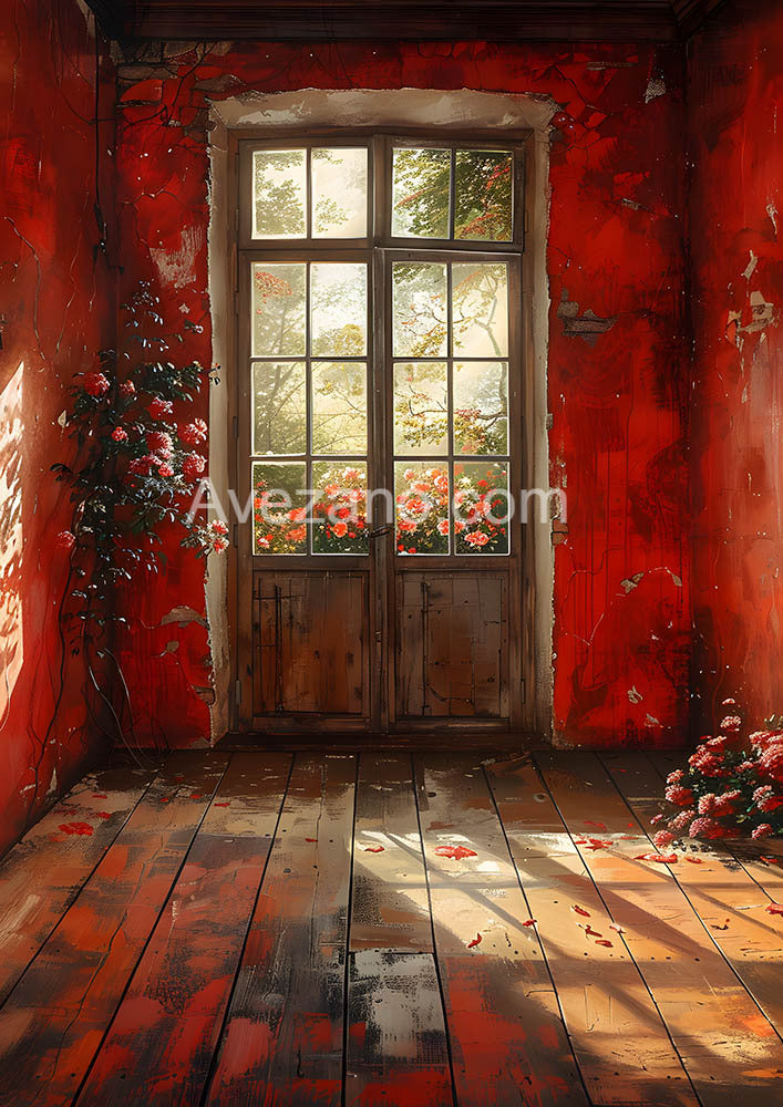 Toile de fond pour photographie de murs et de portes peints en rouge à Avezano