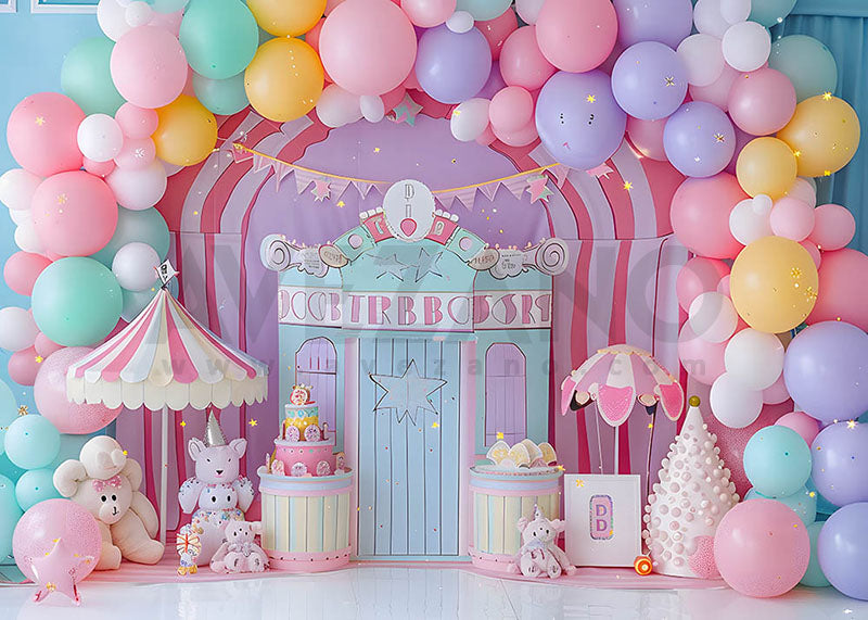 Arche de ballons colorés Avezano pour fête d'anniversaire des enfants, arrière-plan de photographie