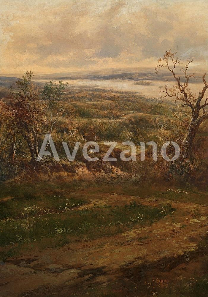 Toile de fond pour photographie de peinture à l'huile du ruisseau Avezano et du ciel bleu