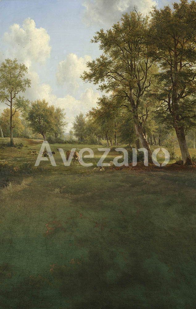 Toile de fond pour photographie de peinture à l'huile du ruisseau Avezano et du ciel bleu