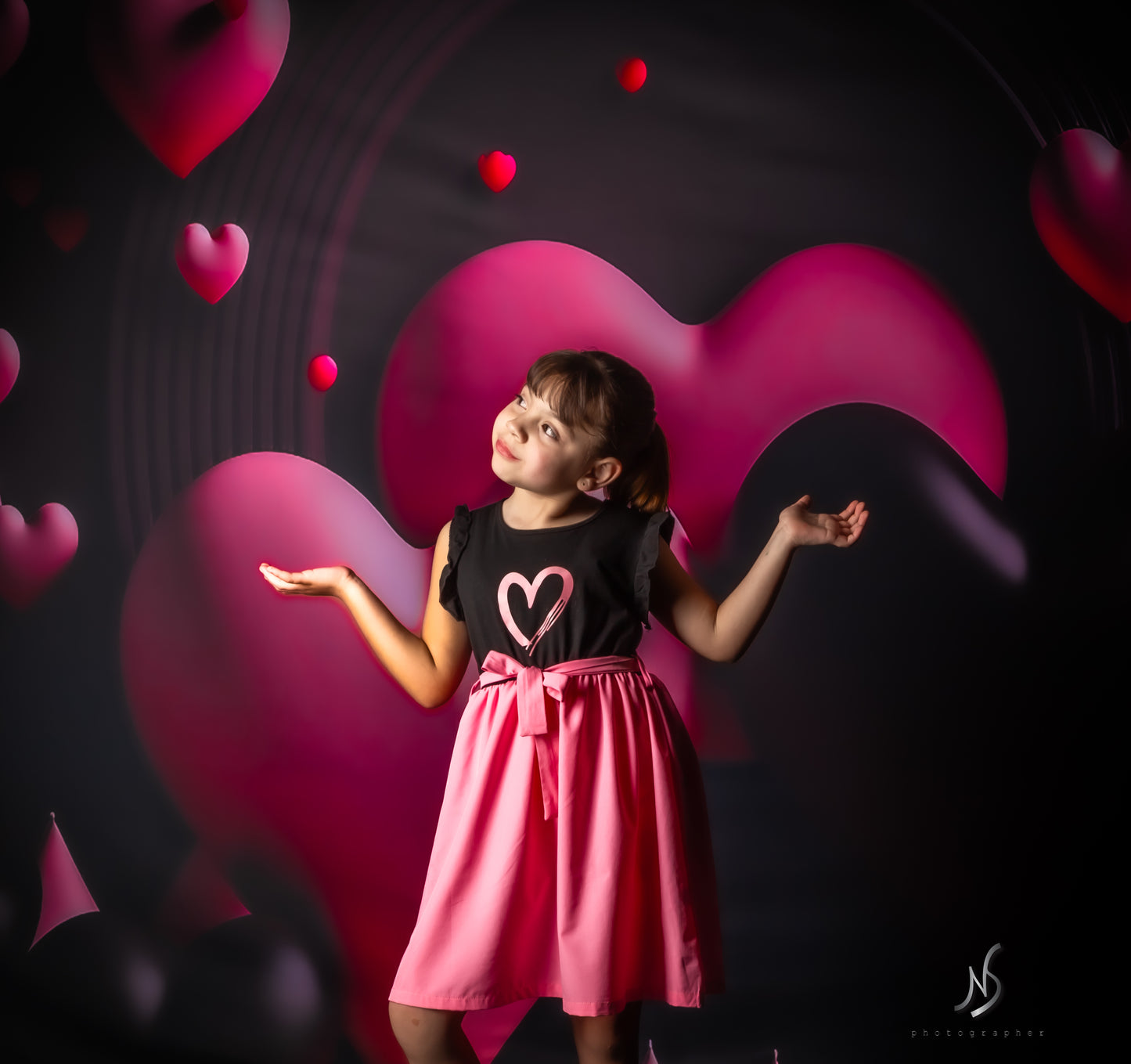 Avezano Black Pink Love Theme Backdrop For Valentine'S Day Photography