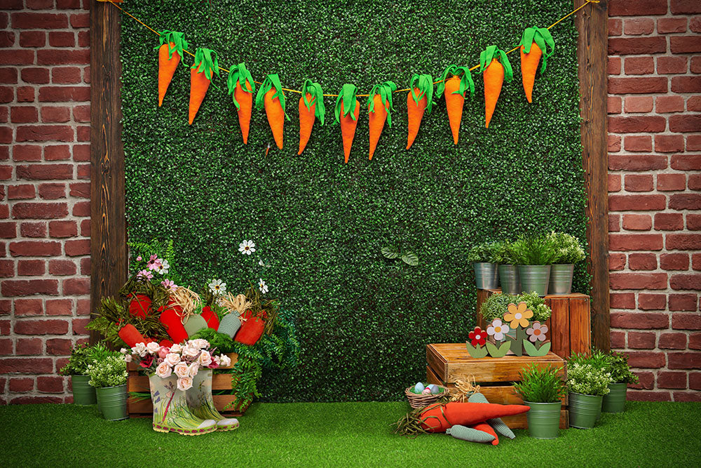 Clearance Sale Avezano Easter Carrot Greenery Photography Backdrop