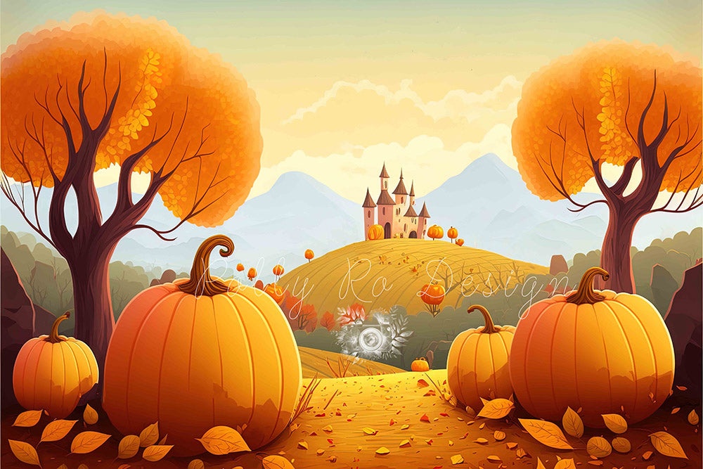 Avezano Autumn Hill Castle Photography Backdrop Designed By Polly Ro Design-AVEZANO