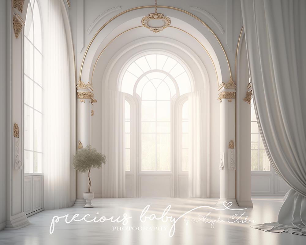 Avezano White Room with Gold Accents Photography Backdrop Designed By Angela Forker-AVEZANO