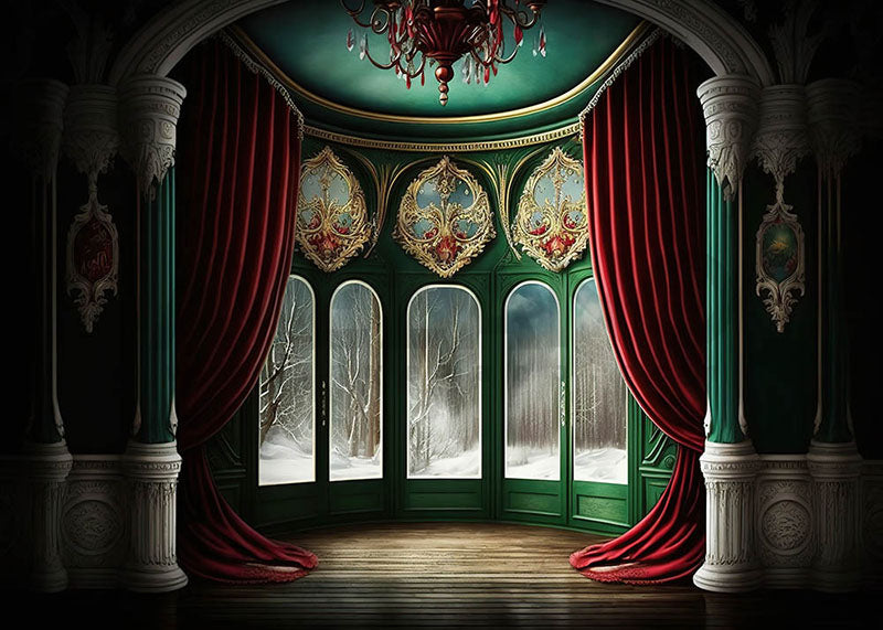 Avezano Christmas Red and Green Decorate the Living Room Backdrop-AVEZANO