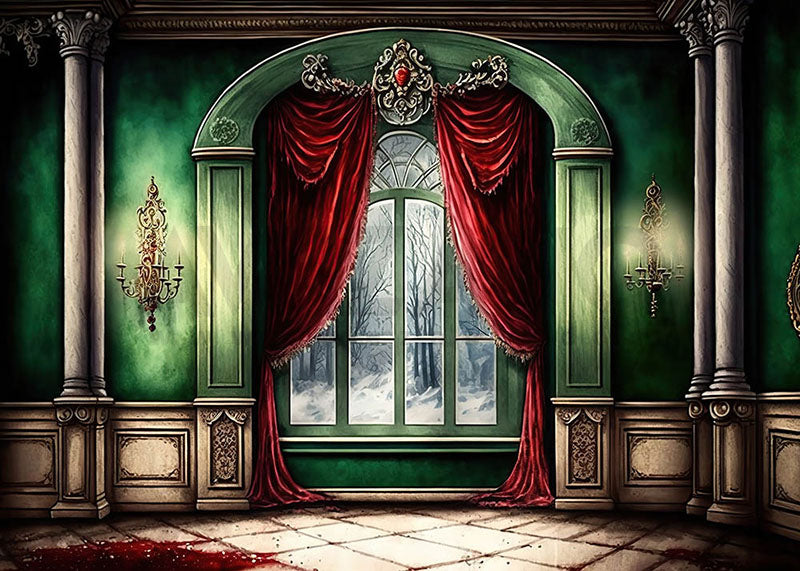 Avezano Christmas Floor-to-Ceiling Window in living Room Photography Backdrop-AVEZANO