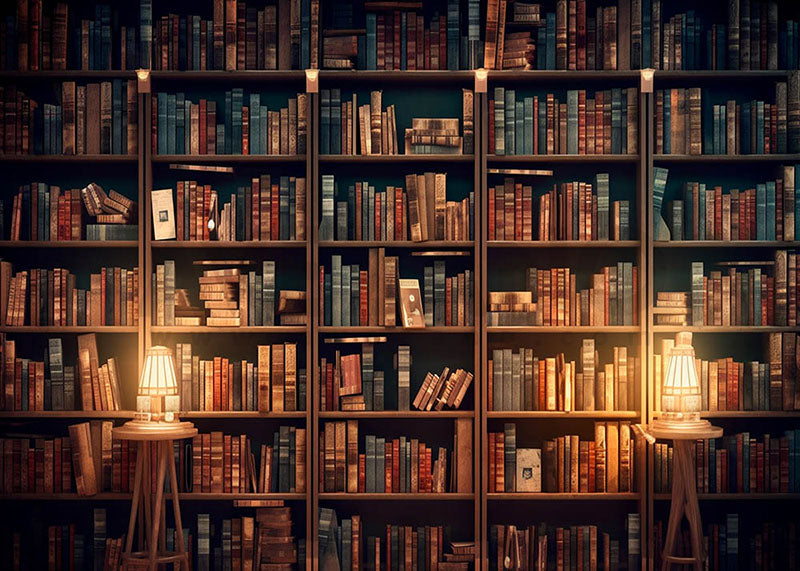 Avezano Retro Library Book Rack Photography Backdrop For Back To School