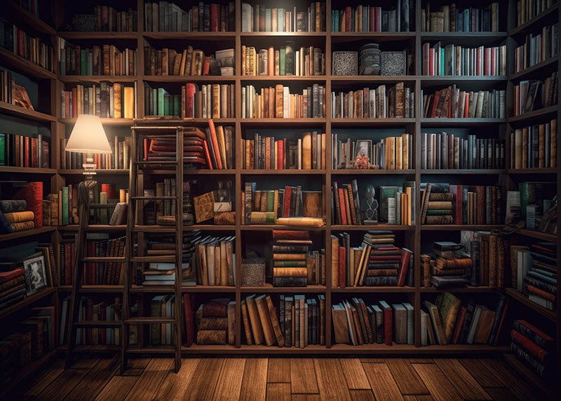 Avezano Retro Library Book Photography Backdrop for Back To School