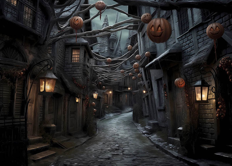 Avezano Halloween Retro Street Backdrop for Photography