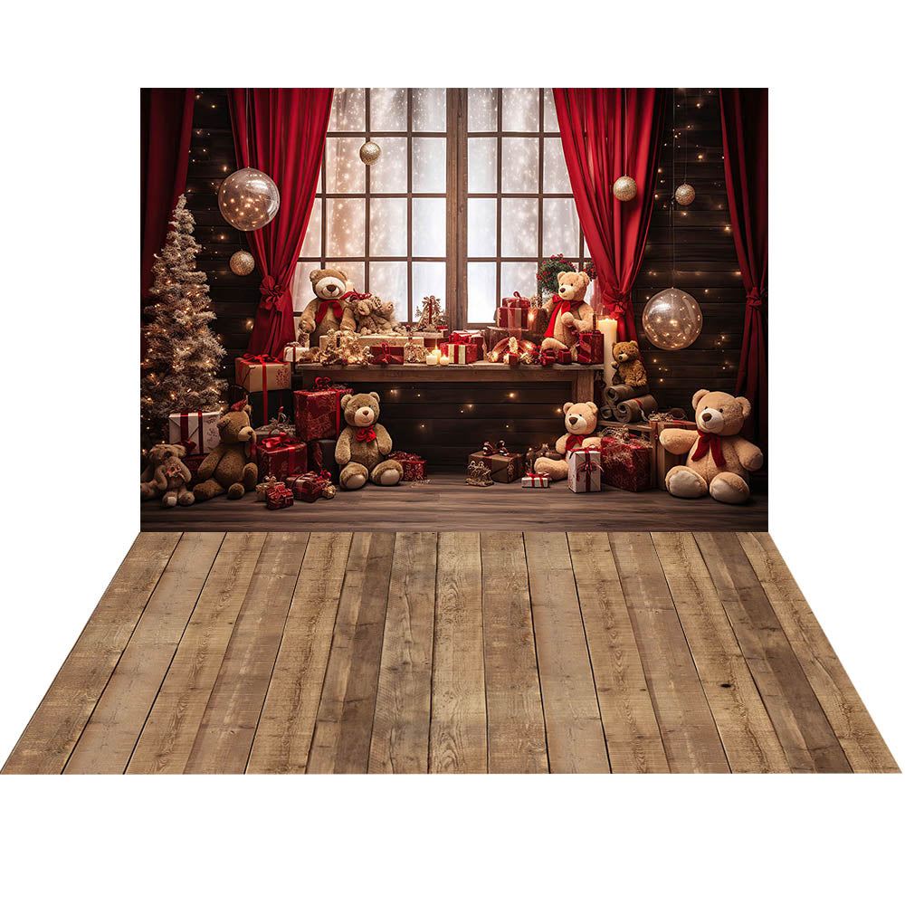Avezano Christmas Fireplace Interior 2 pcs Set Backdrop holiday gift