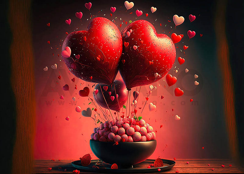 Toile de fond de ballon de bonbon rouge Avezano pour la photographie de la Saint-Valentin