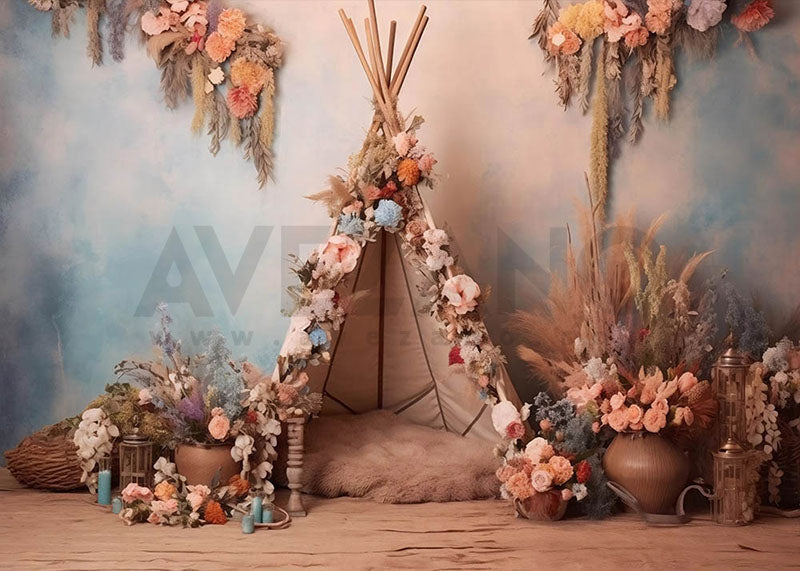 Avezano Bohemian Flower Tent Photography Backdrop