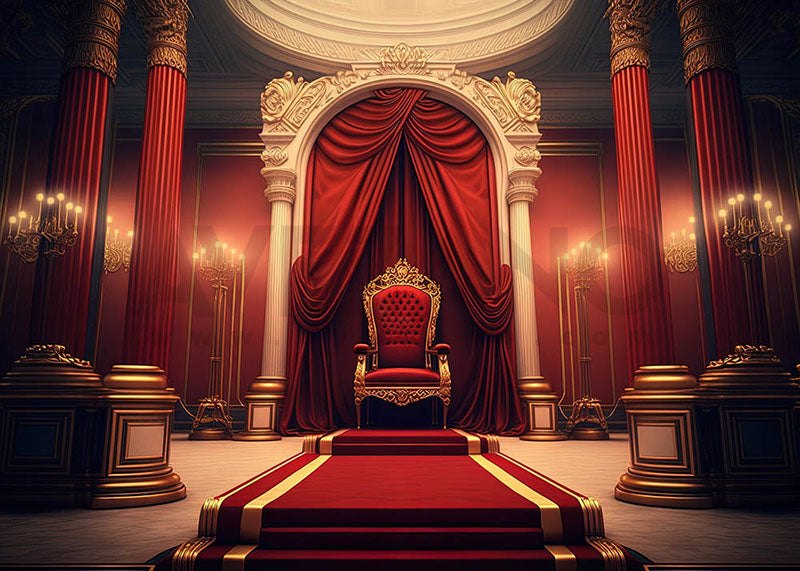 Avezano Red Palace Throne Backdrop For Wedding Photography