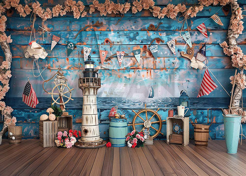 Fond de photographie sur le thème du phare marin d'Avezano