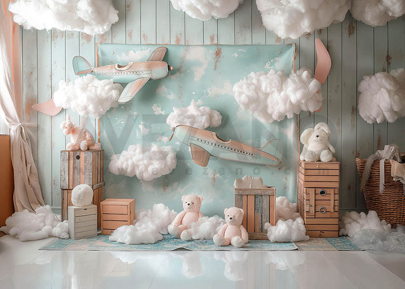 Avezano Blue Sky et modèle d'avion pour la photographie d'arrière-plan pour enfants