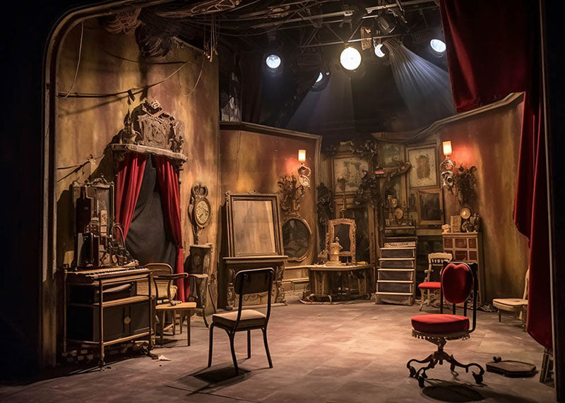 Toile de fond pour la photographie du vestiaire du théâtre d'Halloween d'Avezano