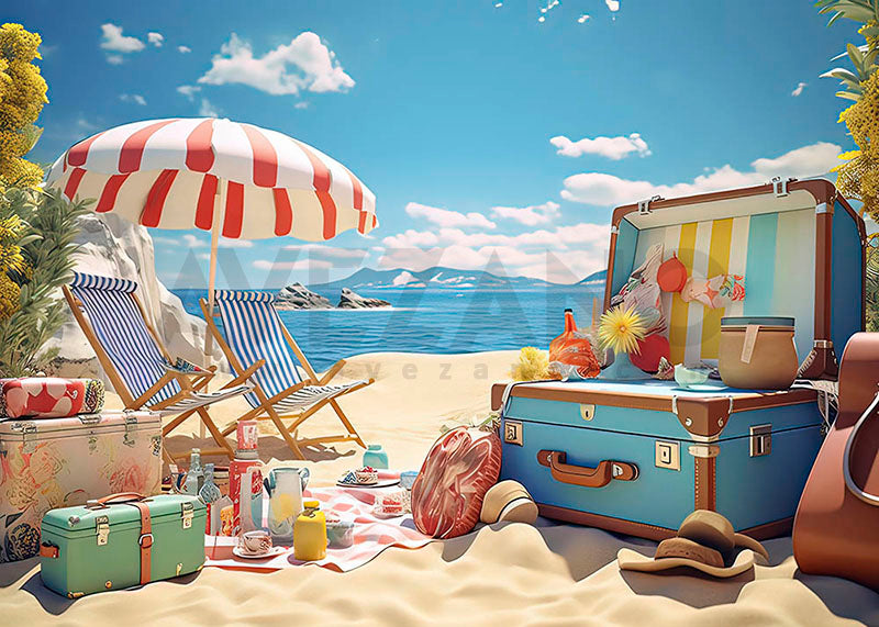 Toile de fond pour photographie de vacances sur la plage d'été d'Avezano