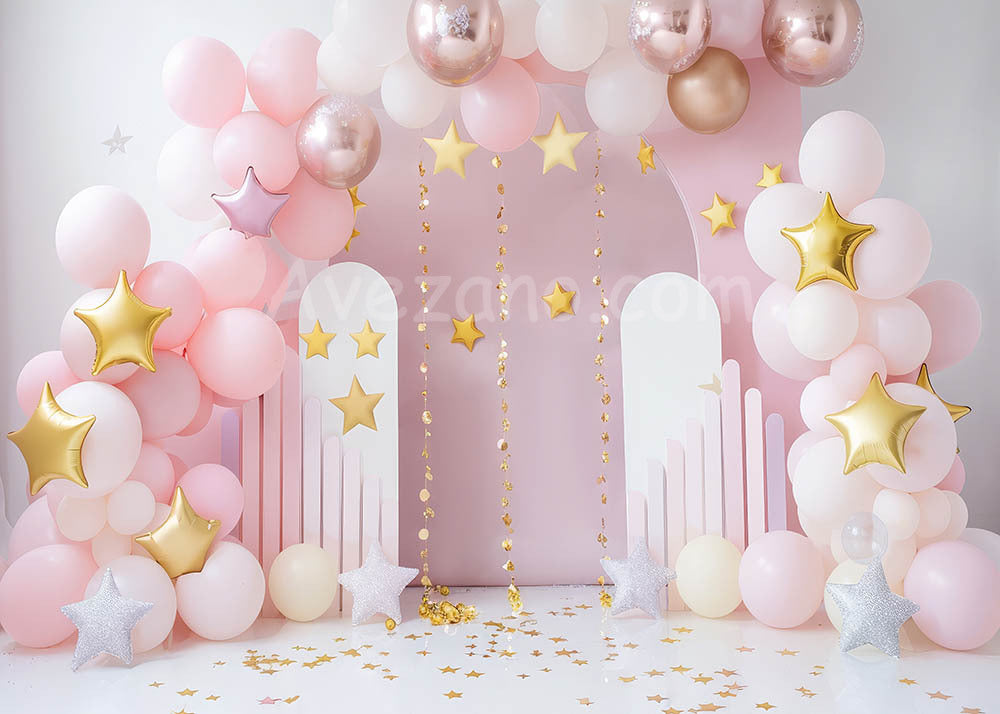 Avezano Pink Balloons Star Arch Party Photography Background