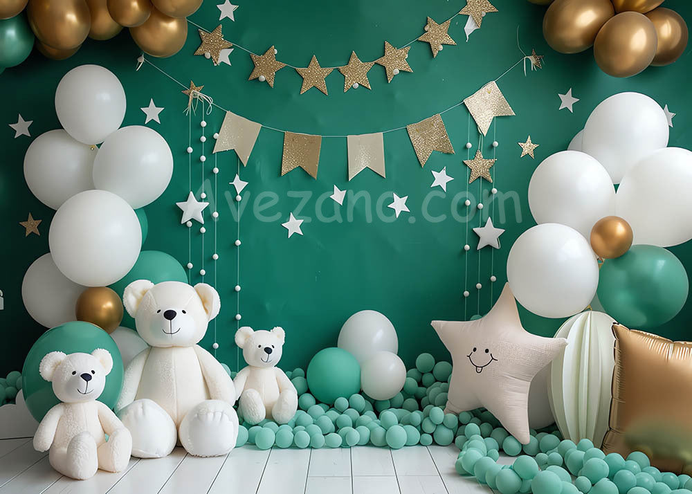 Avezano White Bear and Balloon Party Photography Background